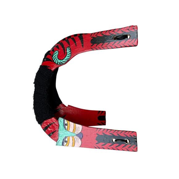 Wooden Handle Straw Basket Bag Purse Tote Hand Painted Cats - Picture 8 of 9